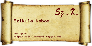 Szikula Kabos névjegykártya